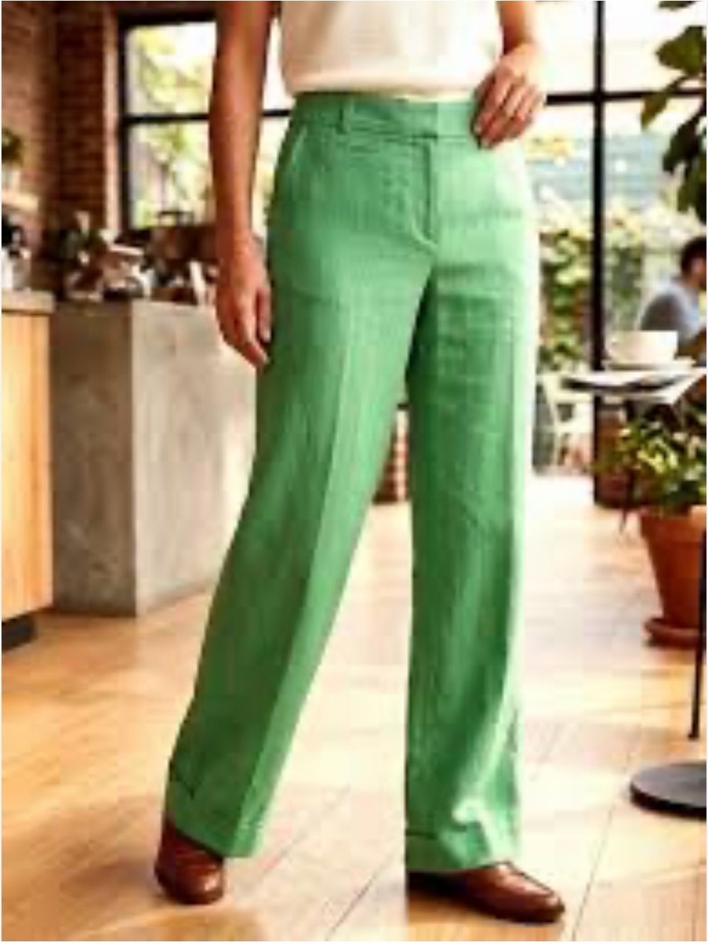 J. Crew Kelly Green 100% Linen City Fit / Café Trousers. - Picture 6 of 9